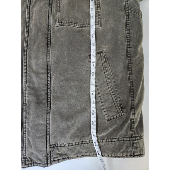Levis Mens M Washed Cotton Military Jacket Olive Green Sherpa Lined Full Zip - Picture 7 of 14
